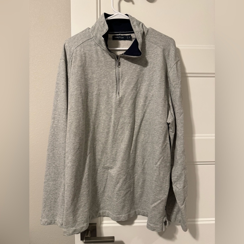 Nautica Men's Light Gray Zip-Up Sweater